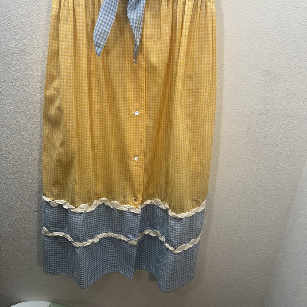 VTG 70s Prairie Dress & Pinafore Eye Candy by the‎ Flaums Cottagecore Gingham S - Picture 13 of 16